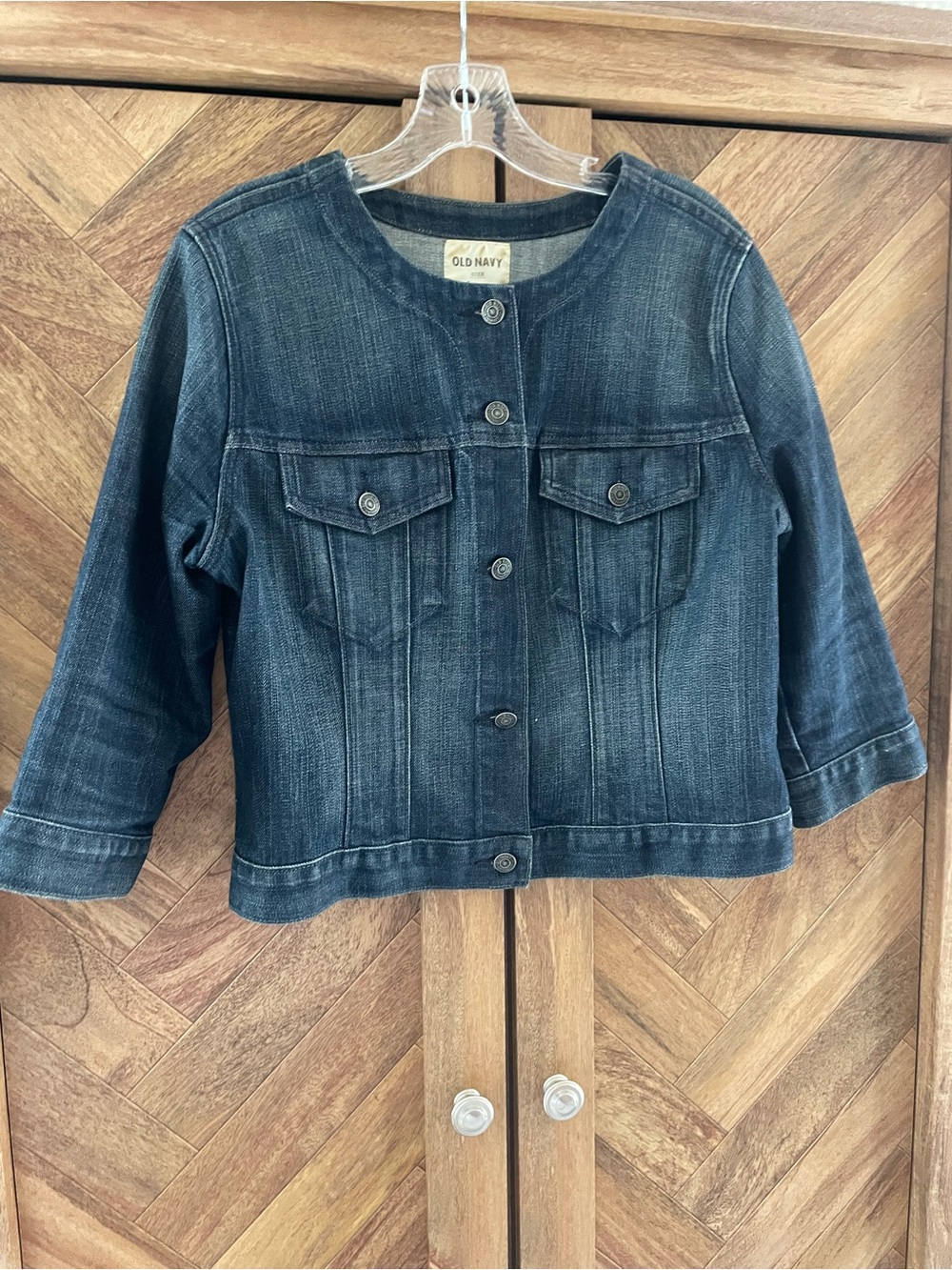 Old Navy Dark Indigo Collarless Jean Jacket